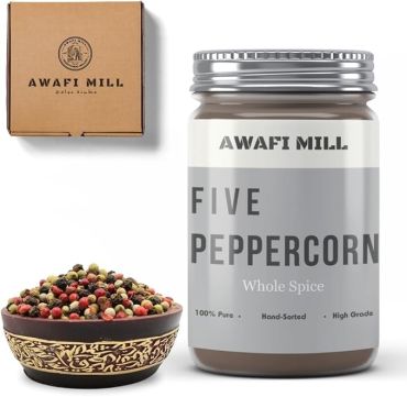 Awafi Mill Five Pepper Corn Blend Black, White, Green, Pink, and Szechuan Pepper Medley 100g